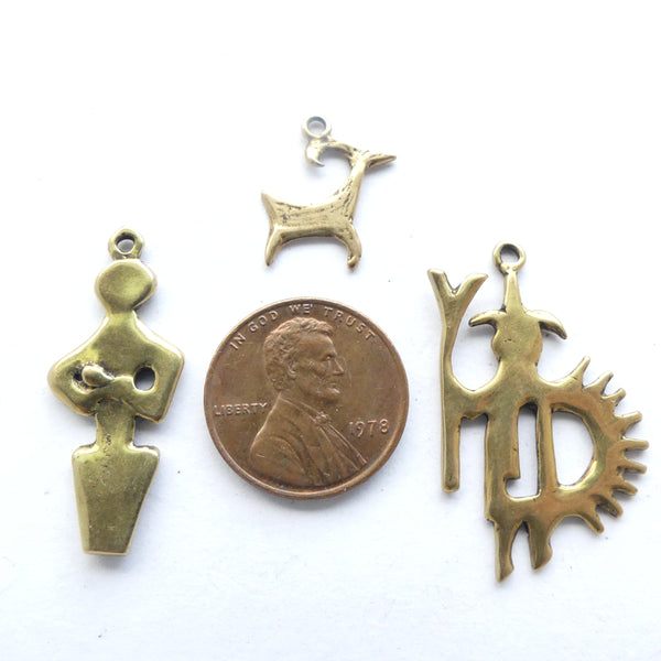 Bronze, Castings by Nancy J. Young, Set of Three Small Rock Art Figures