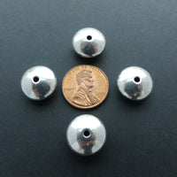 Cast, White Metal Large Rondelles 7x14mm, Set of 4