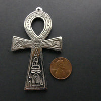 Ankh, or "Key of Life" Pendants, Silver, Medium, Decorated, 3" long
