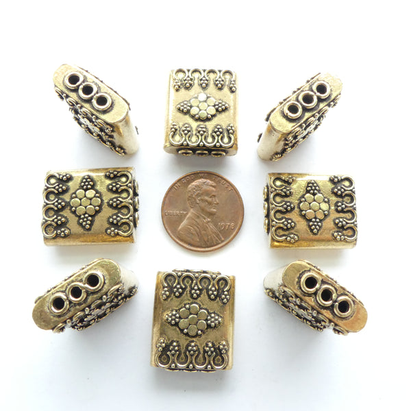 Spacers, Brass, Cast Fancy Three Hole, 20x17mm, Sold Individually