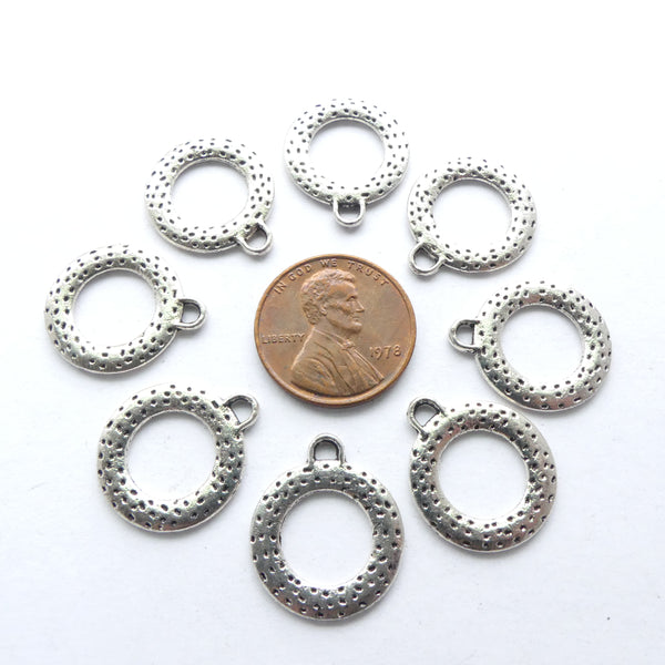 Cast Silver-tone Rings with Loop, 17mm diameter, Sold Individually