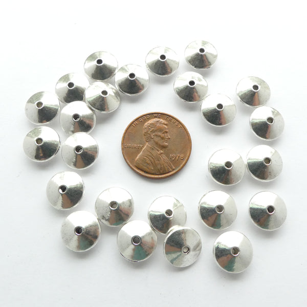 Cast Silver-tone Rondelles, 4x10mm, Set of 20