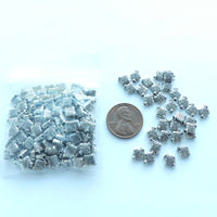 Cast Silver-tone Small Diamond-shaped Beads, 7x6mm, Pkg of 30 grams