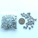 Cast Silver-tone Small Diamond-shaped Beads, 7x6mm, Pkg of 30 grams
