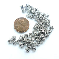 Cast Antiqued Silver-Tone Granulated-look Spacers, 2x5mm, Pkg of 30 Grams