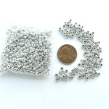 Cast Silver-tone Micro-beads 2x3mm, Pkg of 30 grams