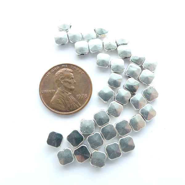 Cast Silver-tone Mini "Chicklets" 3x5mm, Pkg of 30 Grams