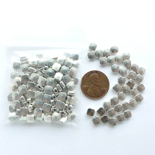 Cast Silver-tone Mini "Chicklets" 3x5mm, Pkg of 30 Grams