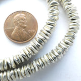 Silver Plated Freeform Disc Strands, 7mm