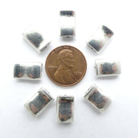 Cast Silver-tone Wavy "Chicklets", 10x7mm, Set of 20