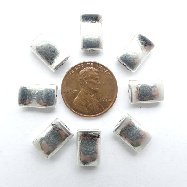 Cast Silver-tone Wavy "Chicklets", 10x7mm, Set of 20
