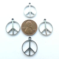 Cast Silver-tone Peace Signs 17mm, Set of 20