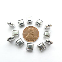 Cast Silver-tone Square Beads, 8x8mm, Set of 12