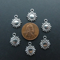 Cast Small Sunflower Pendant, 12mm Diameter, Set of 12