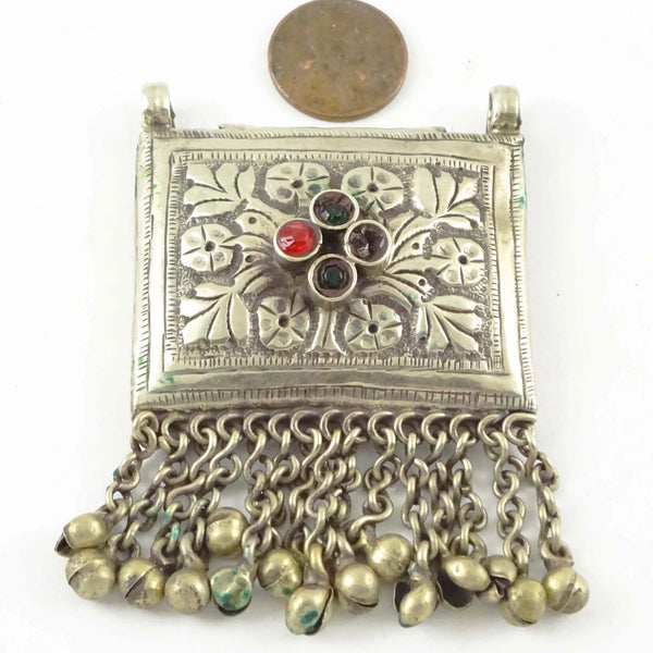 Kuchi, Vintage Metal Pendant, 2” x 3”