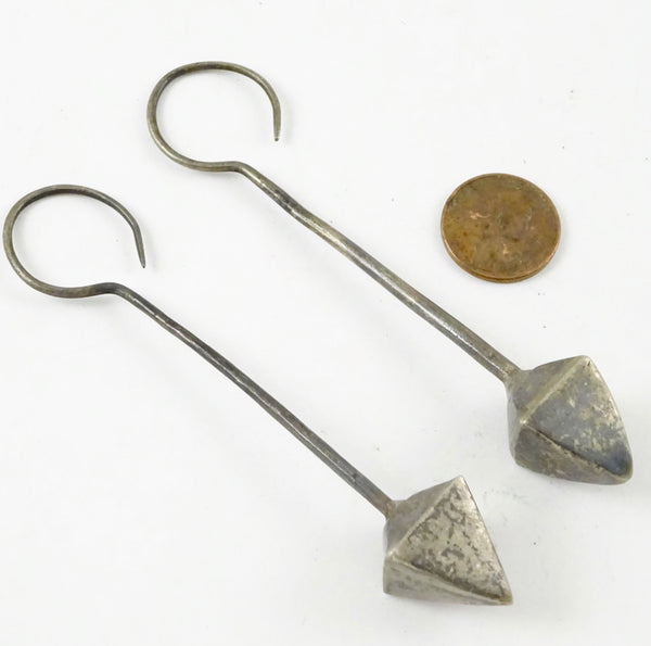 Silver Ear Ornaments, Nearly 4 inches long, Sold by the pair
