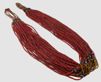 Naga Necklace, 26 Strands of Antique 4mm Whitehearts, 36 Inches