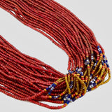 Naga Necklace, 26 Strands of Antique 4mm Whitehearts, 36 Inches