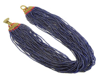 Naga Necklace, Antique Navy Blue Glass Seed Beads 27”