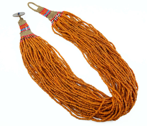 Naga Necklace, Antique Mustard Glass Seed Beads, 23”
