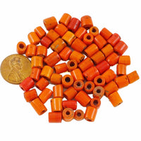 Naga Glass, Antique Short Cylinders, Orange, 7x6mm, Bags of 29 grams