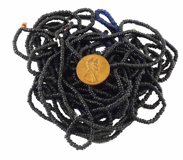 Naga Glass, Vintage Black Seed Beads, 1-1.5x1-1.5mm, Bags of 45 Grams
