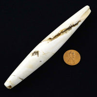 Naga, Shell Bead, Antique Extra Large Elongated Bicone 5 1/8 x 3/4 inches