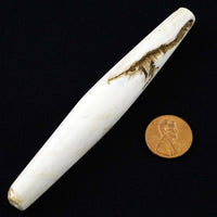 Naga, Shell Bead, Antique Chank Extra Large Elongated Bicone 4 1/4 x 5/8 inches