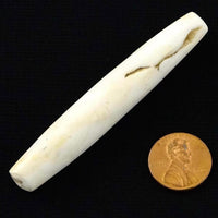 Naga, Shell Bead, Antique Chank Large Elongated Bicone, 3 x 1/2"