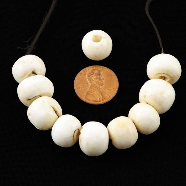 Himalayan Chank Shell, Antique Medium Rounded Beads 10-11 x 14mm, Bag of 10