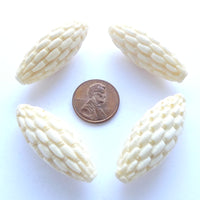 Bone, Vintage, Large Textured Ovals, 38x15mm, Sold Individually