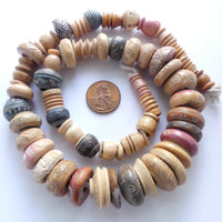 Spindle Whorls, Antique from Afghanistan, Bone, Clay and Stone