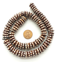 Batik Bone Slices, Indian Polka Dot, 4x12mm on 17-inch Strand