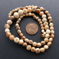 Bone, Mammoth Tusk Beads, Graduated Round 4-8mm on 18-inch Strands