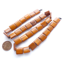 Bone, Flat Squares Dyed Brown 12x12mm on 18-inch Strands