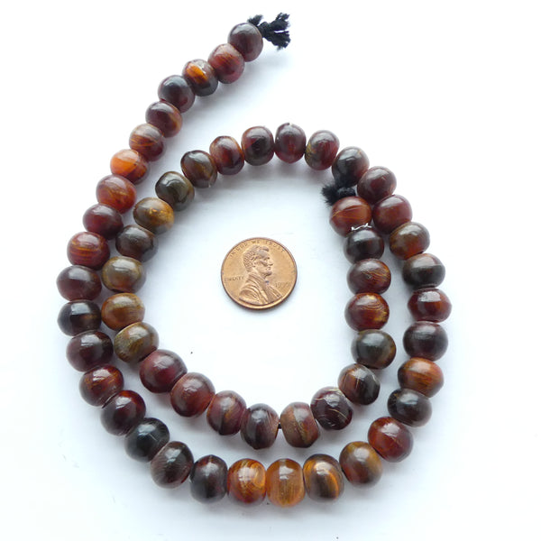Horn Rounds, Buffalo Dyed Amber, 10mm on 17-inch Strands