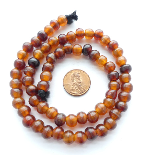 Horn Rounds, Buffalo Dyed Amber 8mm on 17.5" Strands