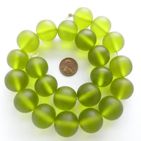 Resin Dark Lime Green Matte, Large Round 20mm, Strands of 21