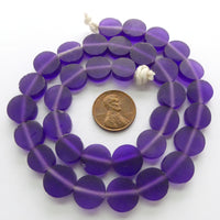 Resin Purple Dark Matte, Coin Shape 12mm, Strands of 33