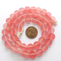 Resin Pink Translucent Matte, Coin Shape 10mm, Strands of 45