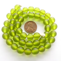 Resin Dark Lime Matte, 8mm Round on Strands of 50+