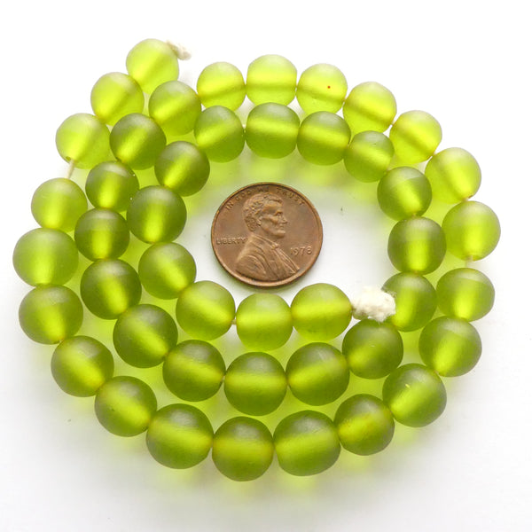 Resin Dark Lime Matte, 8mm Round on Strands of 50+