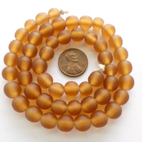 Resin Amber Matte, 8mm Rounds, Strands of 50 beads