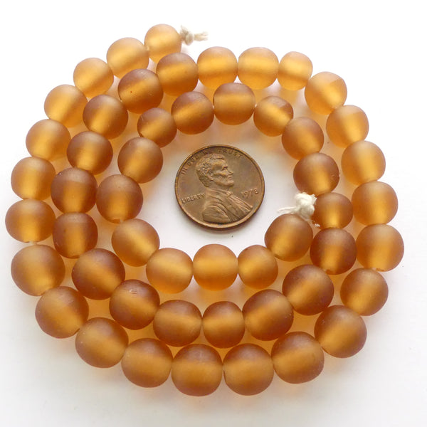 Resin Amber Matte, 8mm Rounds, Strands of 50 beads
