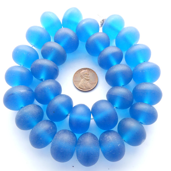 Resin Blue Matte Oblates 14x19mm, Strand of 30