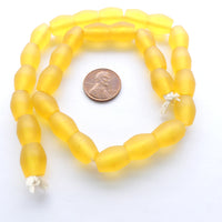 Resin Yellow Matte Truncated Ovals, 15x10mm, Strand of 29