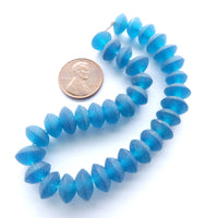 Resin Aqua Dark Matte Rondelles, 5x10mm, Strands of 34