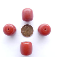 African Amber, Faux Amber Burnt Orange, Short Barrels 17x17mm, Set of 4