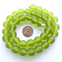 Resin Dark Lime Green Matte Rounds, 12mm Diameter, Strands of 38