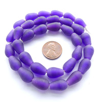 Resin Purple Matte Teardrops 14x9mm, Strand of 33